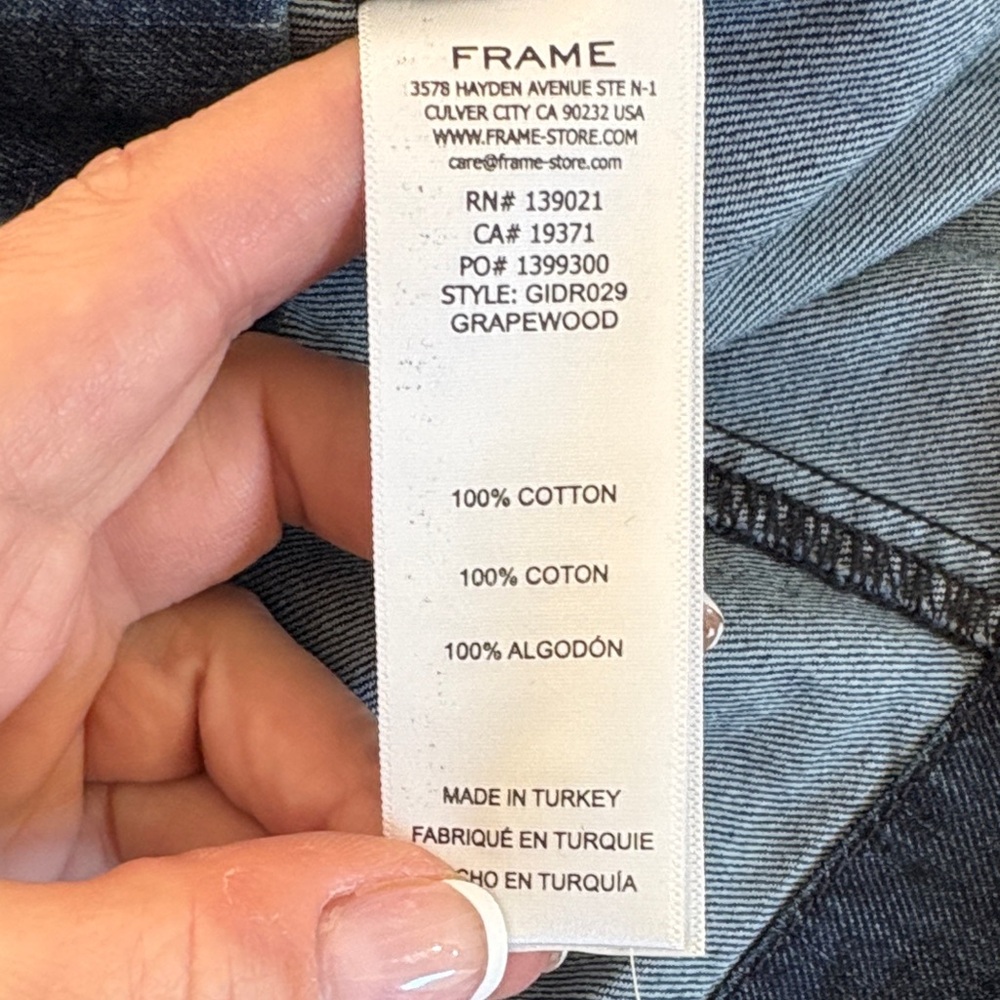 Frame Denim | Dark Wash “Gillian” Denim Button-Down Dress, Sz L - Picture 5 of 7